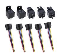 Relè Automobilistico 12V 5Pin 40A Sostituire | Con cavo di cablaggio SPDT con presa terminale in rame nero rosso(5PCS)
