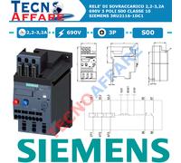 Relè di Sovraccarico 2,2-3,2A 690V S00 Classe 10 Siemens 3RU2116-1DC1