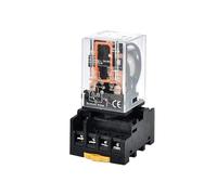 Relè intermedio ad alta potenza Bobina di rame Contatto in argento Micro mini relè elettromagnetico generale AC220V/DC24V(10 Pcs,2P-IDC24V With Base)