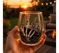 Release the Kraken, bicchiere da rum Kraken, bicchiere da whisky con teschio con corona, per rum, scotch, bourbon e cocktail, decorazione nautica bar casa, regalo uomo