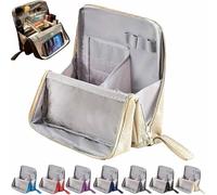 Relevanton Standing Makeup Bag, Doresty Standing Makeup Bag Smart Partitioning, Doresty, Multi-purpose Large Capacity Oxford Cloth Standing,Portable, Large Capacity (Beige)