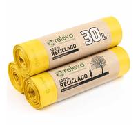 Relevo Sacchi Spazzatura con Laccetti, 100% riciclati, 30 litri, 45 unità