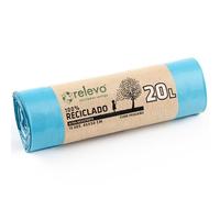 Relevo Sacchi Spazzatura con Laccetti, 100% riciclati, 20 litri, 15 unità