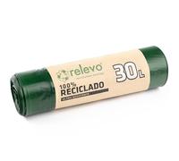 Relevo Sacchi Spazzatura con Laccetti, 100% riciclati, 30 litri, 15 unità