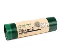 Relevo Sacchi Spazzatura con Laccetti, 100% riciclati, 50 litri, 10 unità