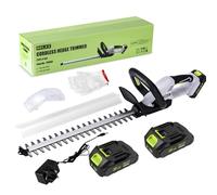 RELEX Tagliasiepi leggero senza fili da 20 V, tagliasiepi da 2000 mAh, lama a doppia azione da 51 cm, batteria agli ioni di litio, caricabatterie incluso, per tagliare siepi (2 batterie)