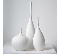 Relexome Set di 3 vasi decorativi in ceramica bianca, stile moderno, bohémien, Wabi-Sabi, vasi estetici decorativi per centrotavola, vasi minimalisti opachi per soggiorno, tavolo, mensola, decorazione