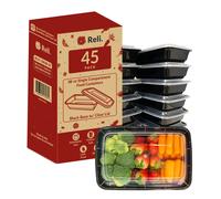 Reli. Meal Prep Containers 38 oz. | 45 Pack | Large 1 Compartment Foo