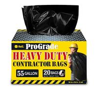 Reli. ProGrade Contractor - Sacchetti per la spazzatura da 55 galloni (20 sacchetti con cravatte), neri, resistenti, sacchetti per immondizia/costruzioni (2 mil) (55 galloni - 60 galloni), nero