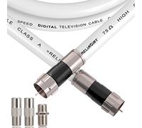 RELIAGINT Cavo coassiale RG6 bianco da 15,2 m con connettore F, adattatore di prolunga femmina F81, prolunga cavo coassiale ad alta velocità a bassa perdita per TV HD, parabole, satelliti, antenna da