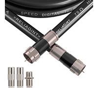 RELIAGINT Cavo coassiale RG6 da 9,1 m, nero, cavo coassiale da 75 Ohm con connettore F e doppio accoppiatore femmina F81, cavo di prolunga per antenna TV ad alta velocità a bassa perdita per TV HD