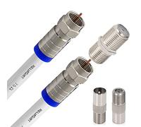 RELIAGINT Cavo TV RG6 da 10 m, in rame impermeabile, connettore F con F81 in grado di estensione, fino a 3 Ghz ad alta velocità HD per STB, Dish TV, satellite, antenna cavo coassiale (bianco, 10 m)