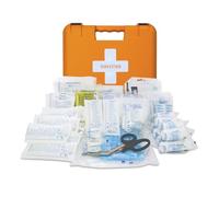 Reliance Medical Grande kit di pronto soccorso per lavori - Robusta scatola in titanio riciclata per fabbriche e grandi uffici, tratta lesioni fino a 100 persone, supporto da parete, scatola da 74