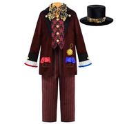 ReliBeauty Cappellaio Costume Bambino 3-12 Anni Vestito Carnevale con Cappello Halloween