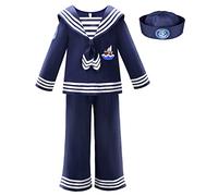 ReliBeauty Costume de Marinaio Bambino Carnevale con Cappello, 120