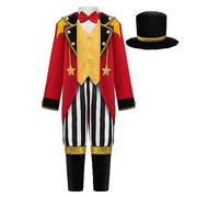 ReliBeauty Costume Domatore Circo Bambino Domatore di Leoni Costume con Cappello,150