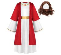 ReliBeauty Costume Gesù Bambino Vestito Gesu Cristo con Parrucca e Barba Natale Cosplay Carnevale Halloween, 120