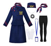 ReliBeauty Costume Hostessa di Volo Bambina con Accessori Carnaval 130