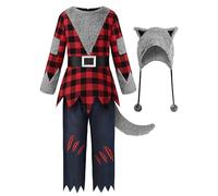 ReliBeauty Costume Lupo Mannaro Bambino Halloween con Coda,100