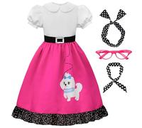 ReliBeauty Vestito Anni '50 Bambina 3 a 12 anni con Accessori, 5-6anni, 120