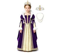 ReliBeauty Vestito Principessa Medievale Bambina Costume Dama