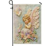 Relief Style Angel With Wing Fun Little Angel Bandiera Da Giardino Stagionale Bandiera Da Cortile Decorative Bandiere Da Giardino Per Camera Da Letto Parete Decorazione 30X45Cm