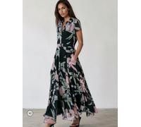 Religion Religion Ava Maxi Abito chemisier con una bellissima stampa floreale e dettagli di perline. 40 Nero