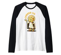 Religione del Formaggio Cheesy Jesus Cheese-Us Pun Cristianesimo Maglia con Maniche Raglan