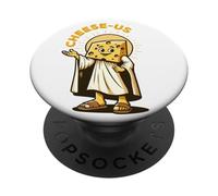 Religione del formaggio Cheesy Jesus Cheese-Us Pun Cristianesimo PopSockets PopGrip Adesivo