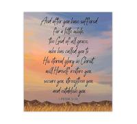Religious Bible Verse Wall Decor 1 Peter 5 10 God of All Grace Who Has Called Inspirational Print for Home(Unframed,16x24inch(40x60cm))