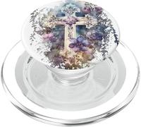 Religious Cross For Blessed Mom Cute Boho Purple Flower PopSockets PopGrip per MagSafe