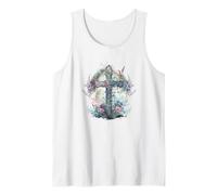 Religious Faith Hope And Love Christian Cross with Flowers Canotta