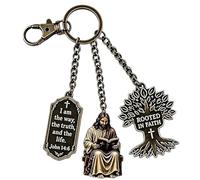 Religious Keychain - Jesus Reading Bible | Christian Scripture Bag Charm