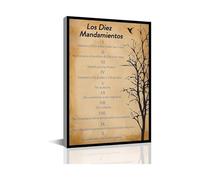 Religious Wall Art Los 10 Mandamientos En Español Canvas Print Bible Verse Scripture for Christian Home Office Decor(Unframed,12X18inch(30X45cm))
