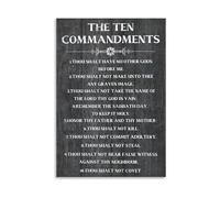 Religious Wall Art The Ten Commandments Thou Shalt Have No Other Gods Before Me Biblical Scripture Poster Church Decor(Framed,08X12inch(20X30cm))