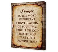 Religious Wall Decor Prayer Is the Essential Daily Conversation Canvas Art Print Christian Inspiration for Home Office and Church Gift Present(Framed,12x18inch(30x45cm))