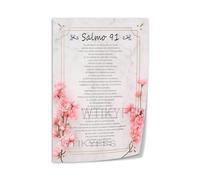 Religious Wall Decor Psalm 91 Scripture Print on Canvas Unframed Bible Verse Art for Christian Home Bedroom Living Room(Framed,08x12inch(20x30cm))