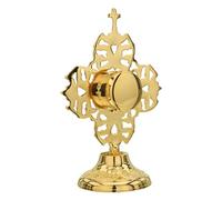 Reliquiario in ottone massiccio con bellissimo design a rete sulla parte superiore con croce - Ostensorio cattolico - Piccolo Reliquiario per reliquie - Relicarios Custodias Catolicos - custodia -