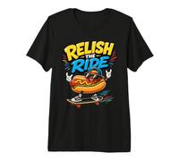 Relish The Ride - Divertente Skateboarder con Hot Dog Maglietta Premium