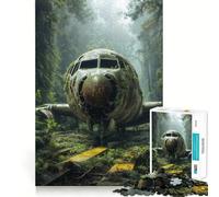 Relitto di aereo invaso dalla vegetazione nella foresta - Puzzle da 1000 pezzi per ragazzi - Gioco interattivo - Immagine da assemblare per un momento di relax - Regalo perfetto (38x52cm)