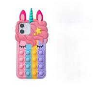 Relive Stress Pop Fidget Giocattoli Coniglio Orecchio Gatto Giocattolo Push It Bubble Silicone Cassa Del Telefono per Telefono Copertura Morbida (per iPhone 12 mini, ciglia 3D)