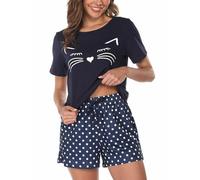 Reliwel Pigiama Corto Donna Cotone Leggero Pigiama Donnas Estivo Maniche Corte Pigiami Due Pezzi da Donna Pigiamas Donnas Stampa Pigiami Casual da Casa Set