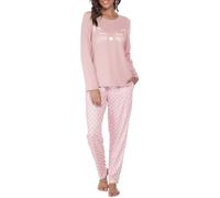 Reliwel Pigiama Donna Cotone Lungo Pigiami da Donna Leggero Set Pigiama Donna Gatto Girocollo Maniche Lunghe e Pantaloni Morbido Due Pezzi Casa Casual con Tasche