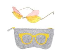 RELKLYU 1 Bicchiere Di Ala Di Libellula E 1 Sacchetto Di Occhiali, Occhiali Per Lo Stile Creativo, Oggetti Di Scena Fotografici, Accessori Per Il Condimento Per Feste.