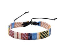 RELKLYU 1 braccialetto bohémien intrecciato a mano, braccialetto portafortuna tibetano, bracciale da surfista bohémien per uomini e donne, Länge: 18+7cm, PU + filo cerato