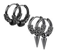 RELKLYU 2 Paia di Borchie retrò, Borchie in Stile Punk, Borchie di personalità alla Moda, Borchie in Acciaio Inossidabile, Gioielli Gotici.
