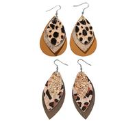 RELKLYU 2 Paia di Orecchini A Stampa Leopardati, Orecchini di personalità retrò, Orecchini alla Moda, Orecchini da Donna, Orecchini Creativi.