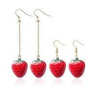 RELKLYU 2 Paia di Orecchini alla Fragola, Orecchini di Stile di Frutta Creativi, Orecchini Carini, Orecchini Divertenti, Accessori per Abbigliamento.
