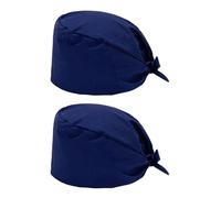 RELKLYU 2 Pezzi Cappello da Dottore Blu, Semplice Colore Solido, Pizzo Regolabile, Universale per Uomini E Donne, Tappo della Borsa per Infermiere, Accessori per Abbigliamento Chirurgico.