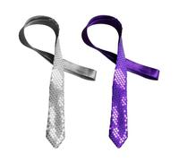 RELKLYU 2 Pezzi Cravatta da Paillettes Maschile, Per Feste, Cravatta Luccicante, Accessori in Costume da Festa.